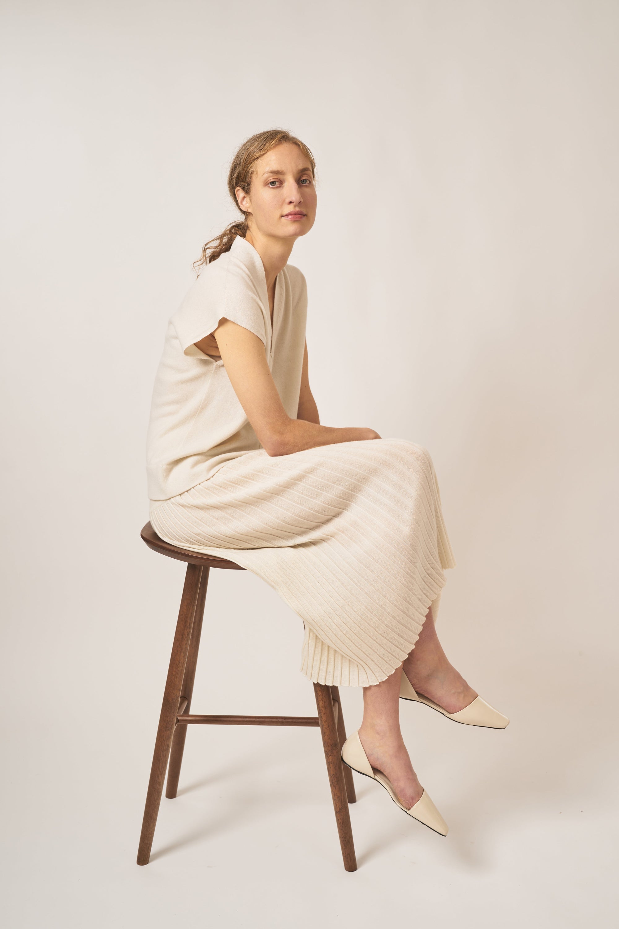 Pleated Cashmere Skirt