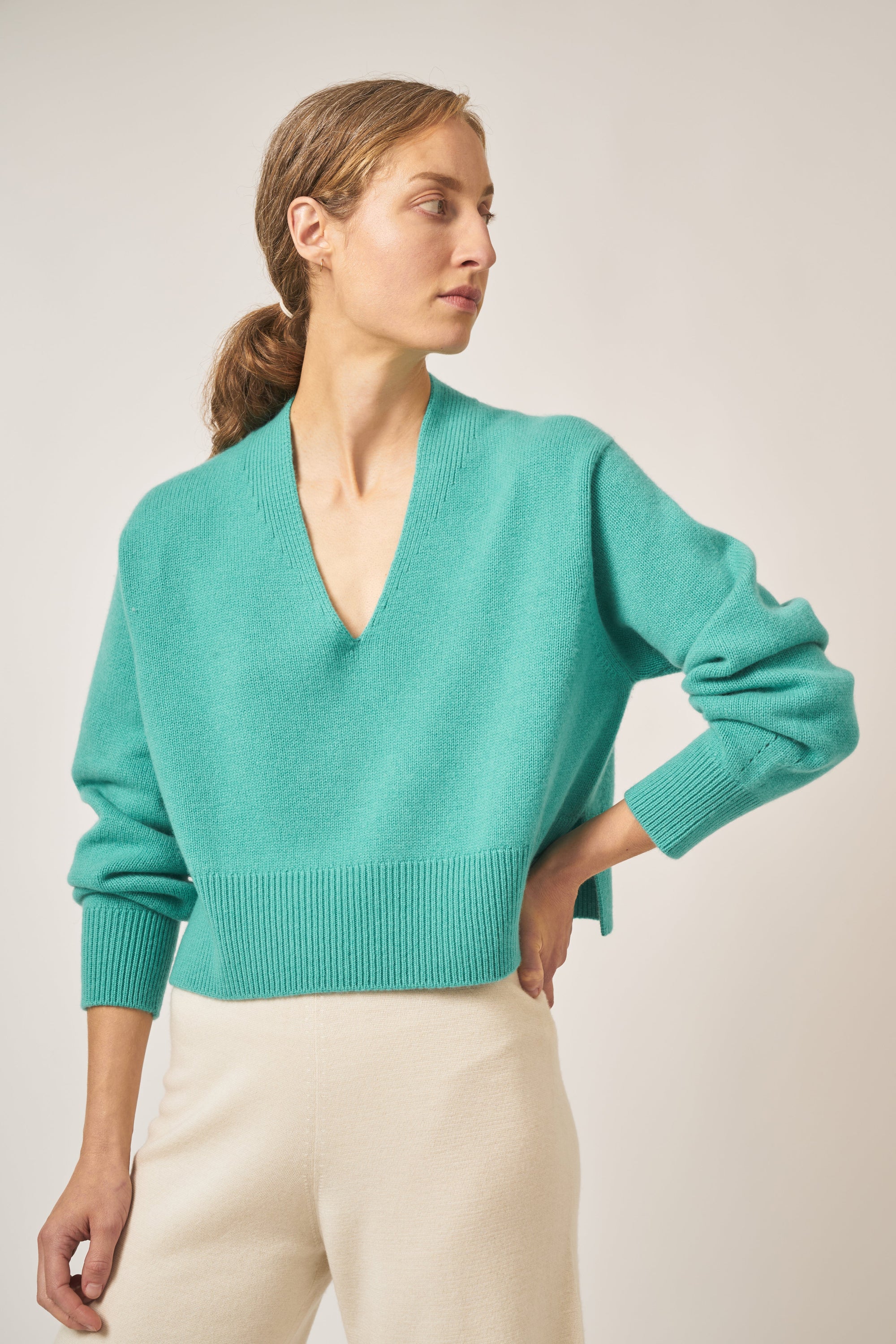 V Neck Boxy Cashmere Sweater