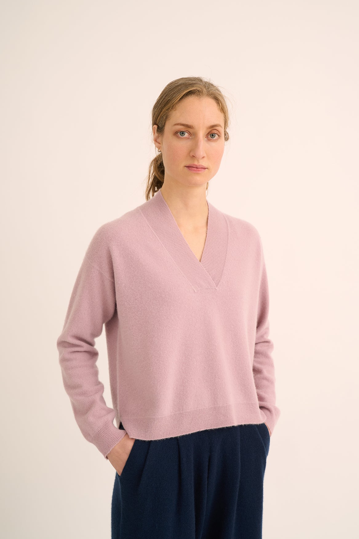 529 Cross over v neck sweater - brushed