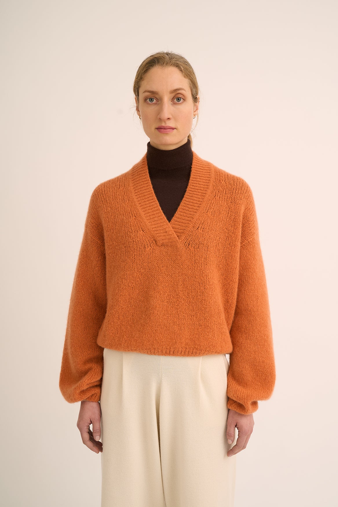 526 V neck sweater with Bell sleeves