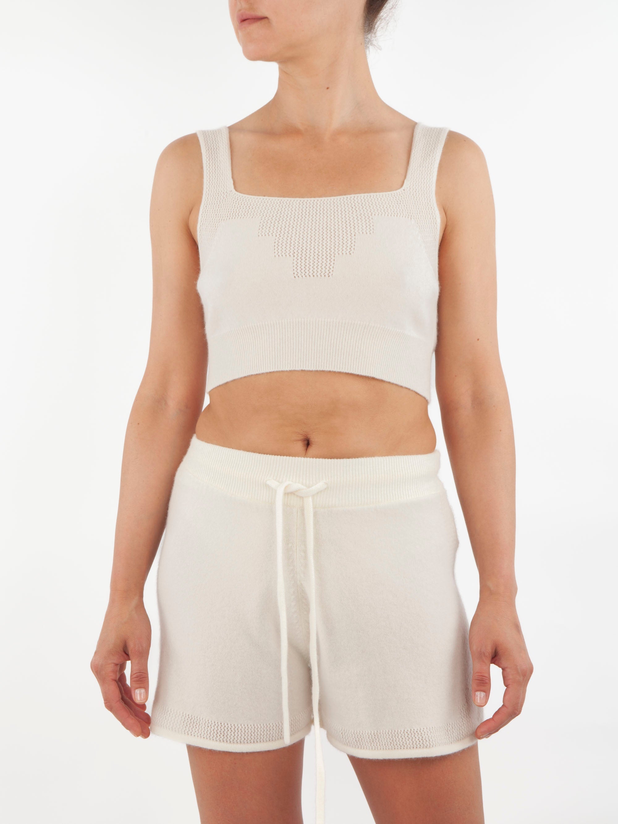 Lace Stitched Cashmere Pyjama Shorts