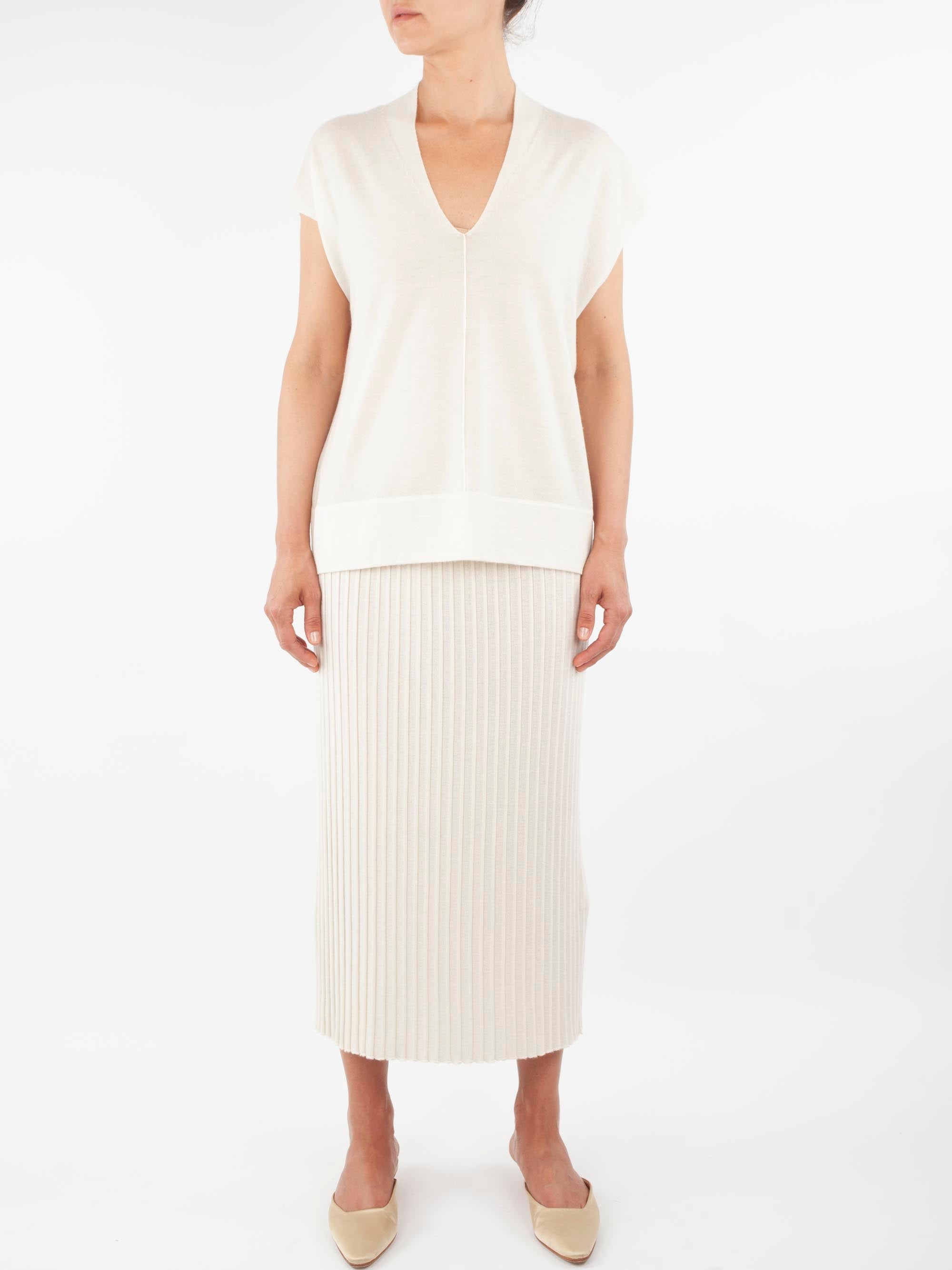 Pleated Cashmere Skirt