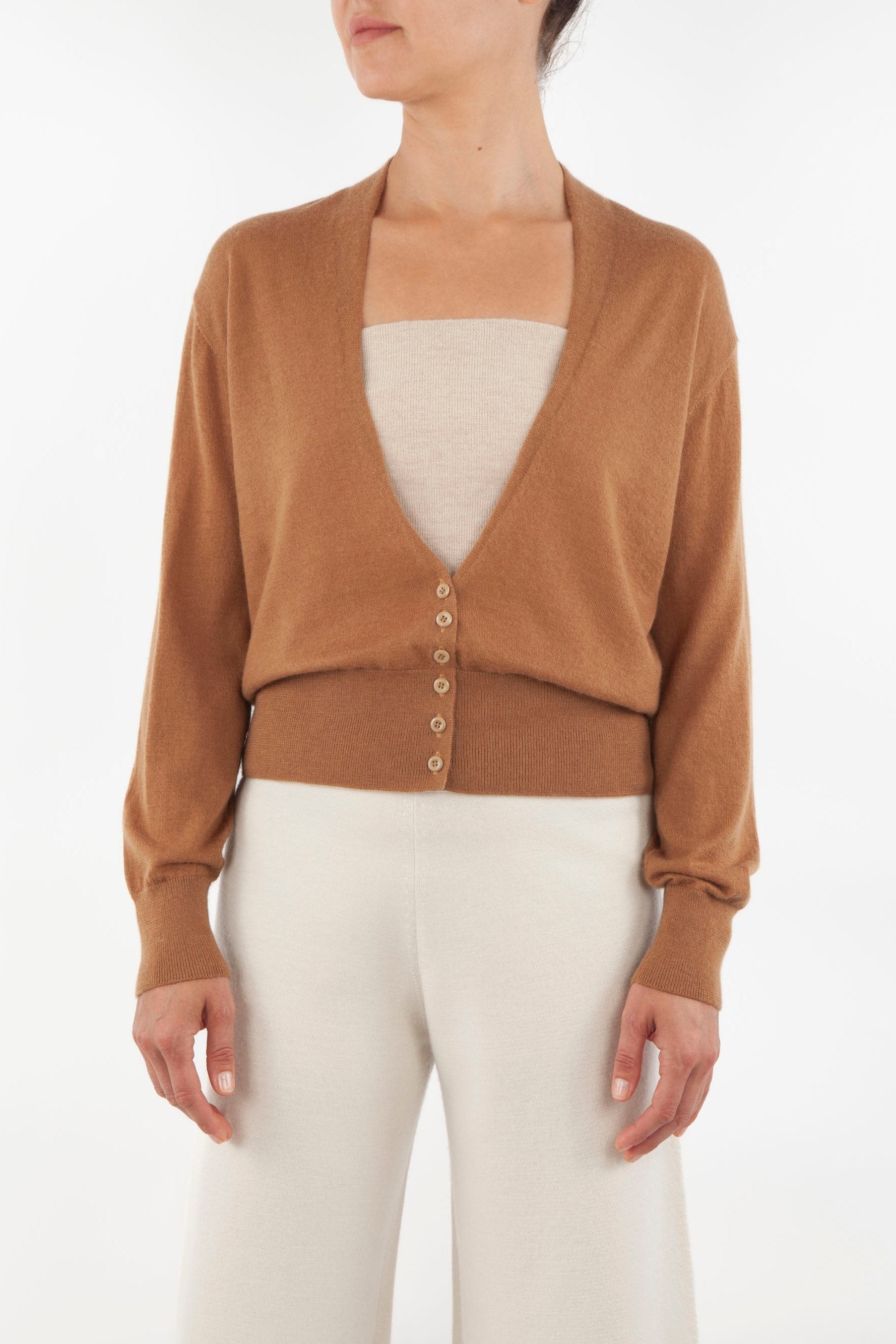 Low V Neck Cashmere Cardigan